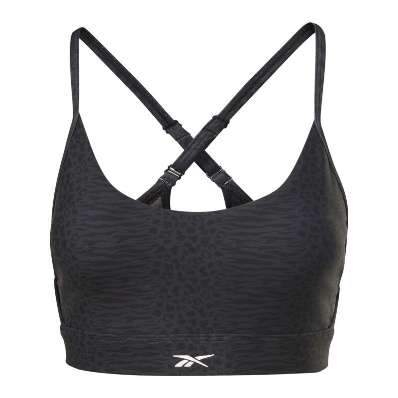 Reebok Lux Strappy Modern Safari Print Women's Bra, Black 
